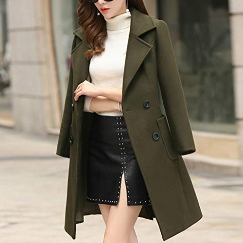 Abrigo Mujer Invierno Rebajas Logobeing Parka Mujer Chaqueta Abrigo Suéter Tallas Grandes Abrigo Largo de Solapa de Invierno Chaqueta de Abrigo de Lana Abrigo (M, Verde)