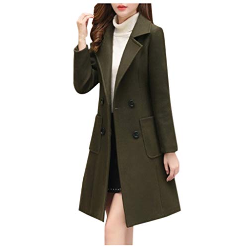 Abrigo Mujer Invierno Rebajas Logobeing Parka Mujer Chaqueta Abrigo Suéter Tallas Grandes Abrigo Largo de Solapa de Invierno Chaqueta de Abrigo de Lana Abrigo (M, Verde)