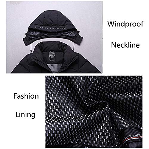 Abrigo Plumas Hombre Chaquetas Plumas Cálido Abrigo Invierno con Capucha Plumas Prueba de Viento Abrigo Chaqueta Negro 3XL