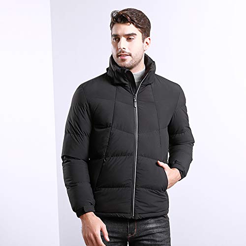 Abrigo Plumas Hombre Chaquetas Plumas Cálido Abrigo Invierno con Capucha Plumas Prueba de Viento Abrigo Chaqueta Negro 3XL