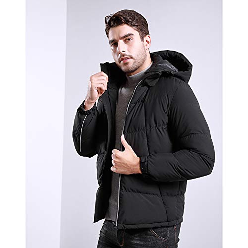 Abrigo Plumas Hombre Chaquetas Plumas Cálido Abrigo Invierno con Capucha Plumas Prueba de Viento Abrigo Chaqueta Negro 3XL