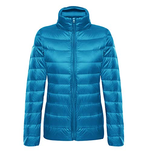 Abrigo Plumas Ultralight Mujer Plumiferos Ligeros Mujer Abrigos Plumon Acolchado Chaqueta Plumifero Ligero Corto Señora Ultraligero Chaquetas Invierno Cazadoras Chaquetones Tallas Grandes Azul L