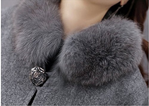 Abrigos De Mujer Invierno Fleece Ponchos De Pelo Cuello Alto Suelto Elegante Coat Outcoat Capas Colores Sólidos Más Grueso Abrigados Manga Larga (Color : Gris, Size : 2XL)