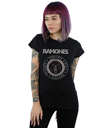 Absolute Cult Ramones Mujer Red White and Blue Seal Camiseta Negro Large