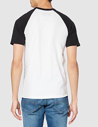 AC/DC Logo Raglan Camiseta, Blanco (White/Black), S para Hombre