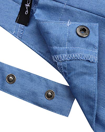 ACHIOOWA Mono para Mujer Vaquero Peto de Pantalones Casuales Ajustable Correa Rompers Largo Sin Mangas Monos de harén Mono de Pierna Ancha Overalls con Bolsillo B-Azul Claro L