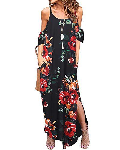 ACHIOOWA Mujer Verano De Playa Vestido Estampado Sin Mangas Vestidos De Fiesta para Grandes Vestidos Playa Mujer Vestidos Casuales Playa Sexy A33163-05 L