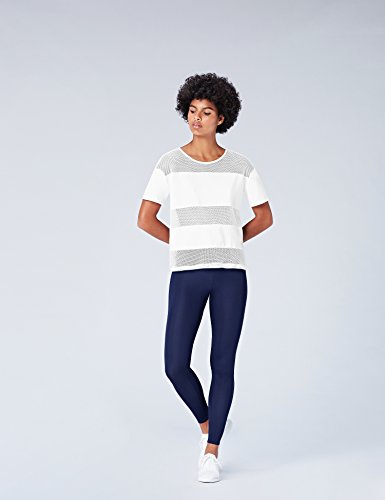Activewear Mesh Striped Camiseta Deporte para Mujer, Blanco (White), 42 (Talla del Fabricante: Large)