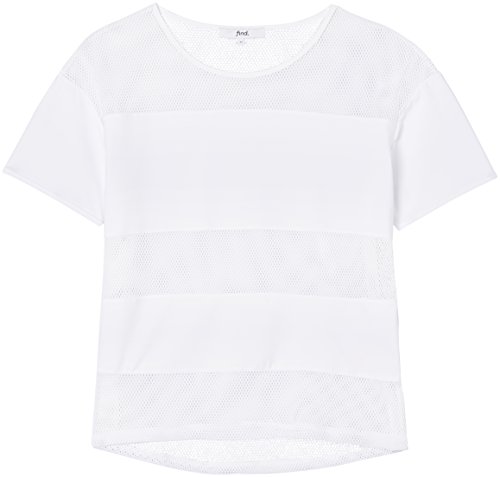 Activewear Mesh Striped Camiseta Deporte para Mujer, Blanco (White), 42 (Talla del Fabricante: Large)