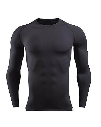 ADEN Hombre Camiseta de Compresión Manga Larga Deportiv Transpirable Secado Rápido para Running Fitness Entrenamiento Yoga Ciclismo