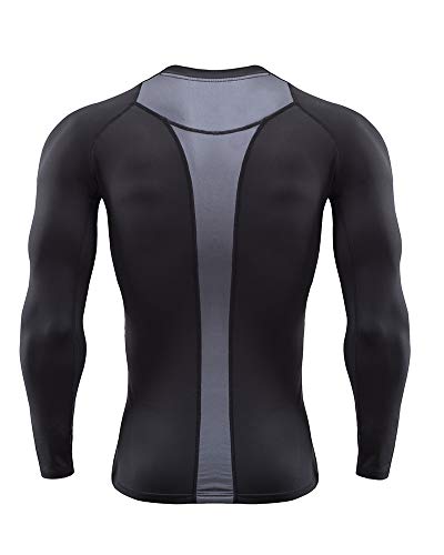 ADEN Hombre Camiseta de Compresión Manga Larga Deportiv Transpirable Secado Rápido para Running Fitness Entrenamiento Yoga Ciclismo