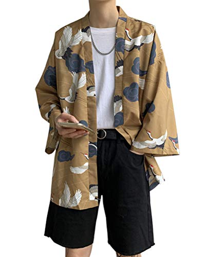 Aden Hombres Vintage Japonés Estilo Kimono Camisa Haori Chaqueta Estampado Holgado Cárdigan