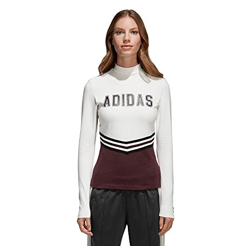 adidas Adibreak LS tee Camiseta, Mujer, Blanco (Blatiz/Granat), 28