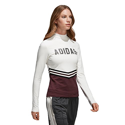 adidas Adibreak LS tee Camiseta, Mujer, Blanco (Blatiz/Granat), 28