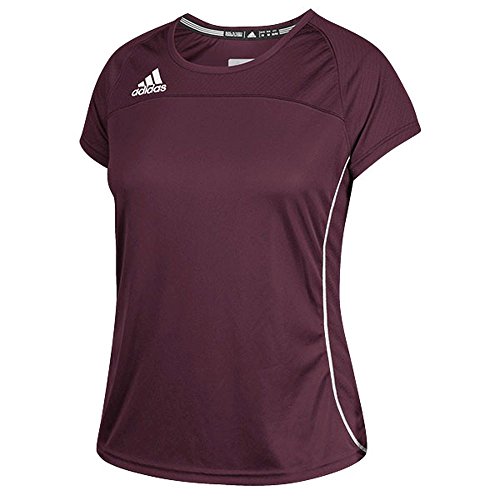 Adidas Camiseta de manga corta para mujer, color blanco granate, grande