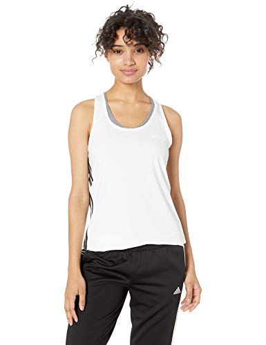 adidas - Camiseta para mujer, Camiseta de tirantes con 3 rayas de diseño 2 Move, Mujer, color blanco/negro, tamaño large