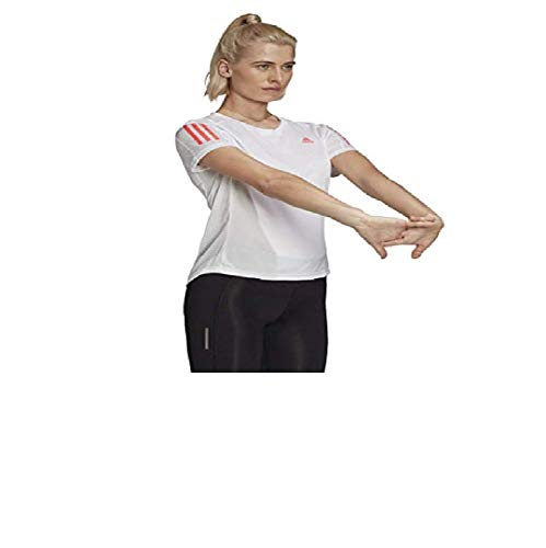 adidas Camiseta para Mujer Own The Run, Mujer, Camiseta, IPF44, Blanco/Rosa, XS