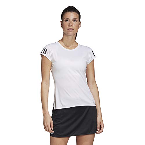adidas Club 3 Str tee Camiseta de Manga Corta, Mujer, White/Matte Silver/Black, XS