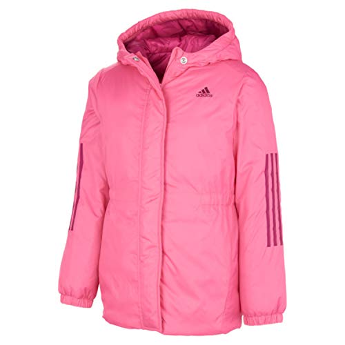 adidas Girls' Hooded Insulated Jacket Coat, sos Pink, Medium