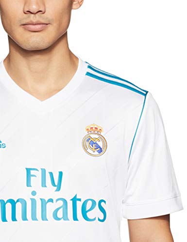 adidas H JSY Camiseta 1ª Equipación Real Madrid 2017-2018, Hombre, Blanco/azuint, S