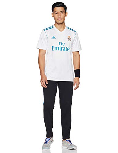 adidas H JSY Camiseta 1ª Equipación Real Madrid 2017-2018, Hombre, Blanco/azuint, S