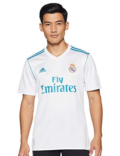 adidas H JSY Camiseta 1ª Equipación Real Madrid 2017-2018, Hombre, Blanco/azuint, S