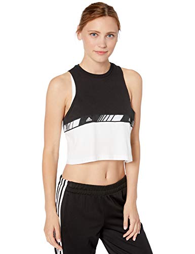 adidas Hyper Crop tee Crop - Camiseta para Mujer, Mujer, Top Corto, F19AXGW949, Negro/Blanco, Extra-Large