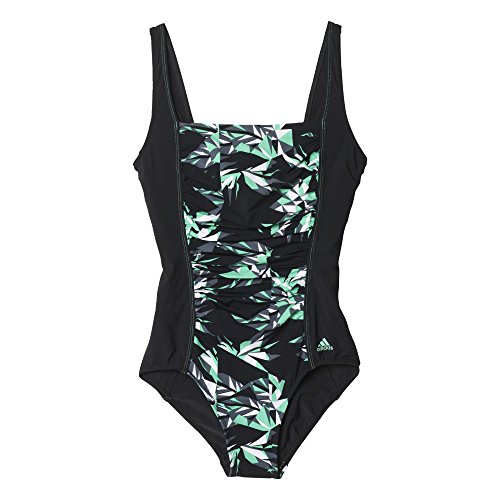 adidas I SW 1PC - Bañador para Mujer, Color Negro/Verde, Talla 34B
