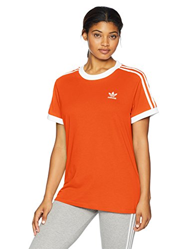 adidas Originals Women's 3 Stripes T-Shirt, Orange, 2XS