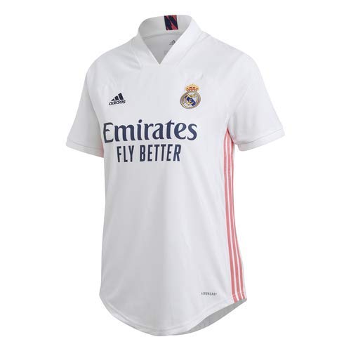 Adidas Real Madrid Temporada 2020/21 Camiseta Primera Equipación Oficial, Mujer, Blanco, S