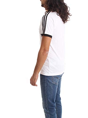 adidas Tres Bandas Camiseta de Manga Corta, Hombre, Blanco (White), XS