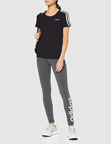 adidas W E 3S Slim tee Camiseta de Manga Corta, Mujer, Black/White, S