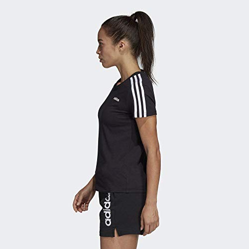 adidas W E 3S Slim tee Camiseta de Manga Corta, Mujer, Black/White, S