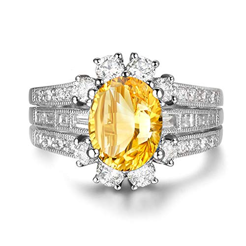 Adokiss Mujer no-metal-stamp (Fashion only) plata talla ovalada Citrine