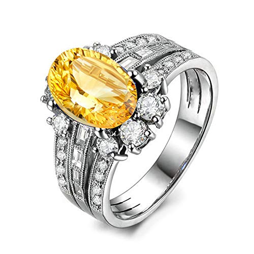 Adokiss Mujer no-metal-stamp (Fashion only) plata talla ovalada Citrine