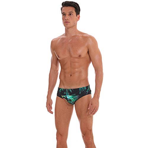 Adorel Bañador de Natación Slip con Forro para Hombre Hojas de Bambú L