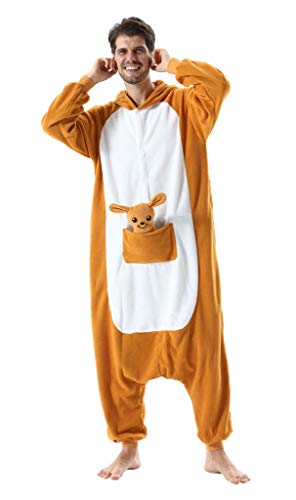 Adultos Animal Pijamas Cosplay Animales de Vestuario Ropa de Dormir Halloween y Carnaval Disfraces Canguro Naranja L