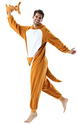 Adultos Animal Pijamas Cosplay Animales de Vestuario Ropa de Dormir Halloween y Carnaval Disfraces Canguro Naranja L