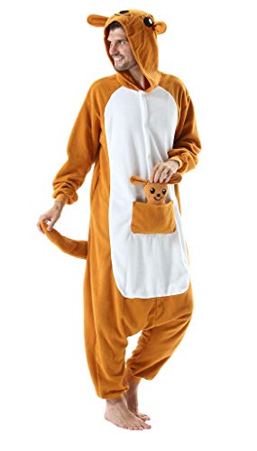 Adultos Animal Pijamas Cosplay Animales de Vestuario Ropa de Dormir Halloween y Carnaval Disfraces Canguro Naranja L