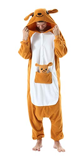 Adultos Animal Pijamas Cosplay Animales de Vestuario Ropa de Dormir Halloween y Carnaval Disfraces Canguro Naranja L