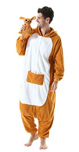 Adultos Animal Pijamas Cosplay Animales de Vestuario Ropa de Dormir Halloween y Carnaval Disfraces Canguro Naranja L