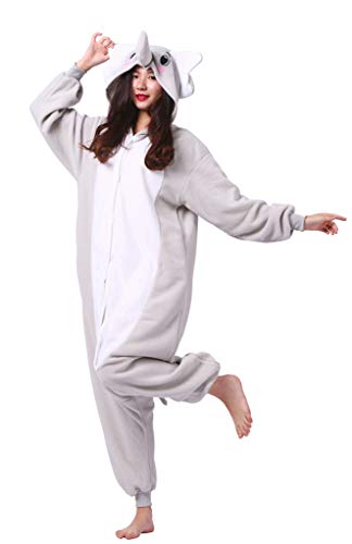 Adultos Animal Pijamas Cosplay Animales de Vestuario Ropa de Dormir Halloween y Carnaval Disfraces Elefante Gris S