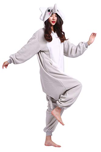 Adultos Animal Pijamas Cosplay Animales de Vestuario Ropa de Dormir Halloween y Carnaval Disfraces Elefante Gris S