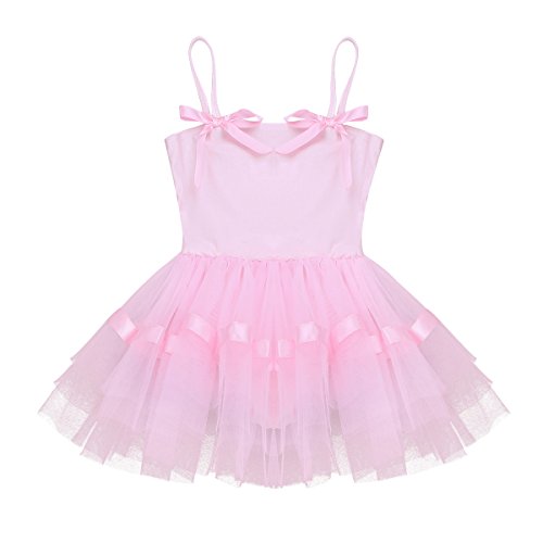 Agoky Baile de Ballet Vestido de Niña Maillot Traje de Ballet Tutú Leotardo Princess Girls Falda de Tul Traje de Carnaval Rosa A 7-8 años