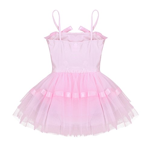 Agoky Baile de Ballet Vestido de Niña Maillot Traje de Ballet Tutú Leotardo Princess Girls Falda de Tul Traje de Carnaval Rosa A 7-8 años