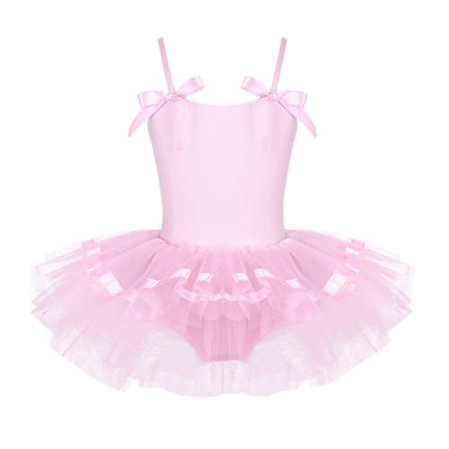 Agoky Baile de Ballet Vestido de Niña Maillot Traje de Ballet Tutú Leotardo Princess Girls Falda de Tul Traje de Carnaval Rosa A 7-8 años
