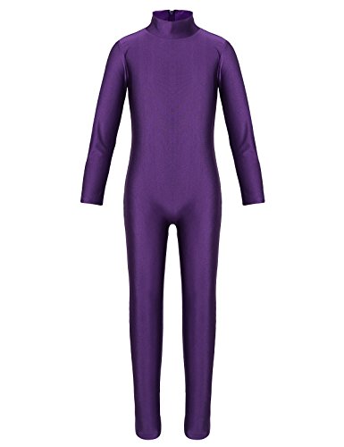 Agoky Maillot de Danza Ballet Manga Larga para Niña Chica Elástico Leotardo de Gimnasia Rítmica Patinaje Mono de Yoga Baile Práctica Traje Bialarina Morado 3-4 años