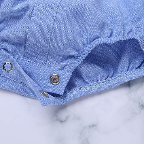 Agoky Ropa para Bebés Niños Camisas Manga Largo 2018 Ropa para Recién Nacidos Bebe Monos Niños Boda Fiestas Bautizo Bodies Azul 9 Meses