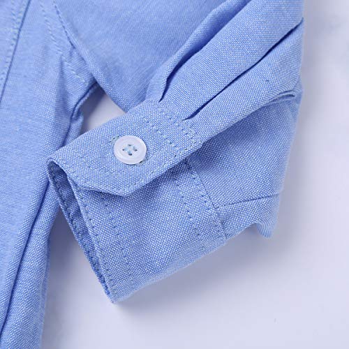 Agoky Ropa para Bebés Niños Camisas Manga Largo 2018 Ropa para Recién Nacidos Bebe Monos Niños Boda Fiestas Bautizo Bodies Azul 9 Meses