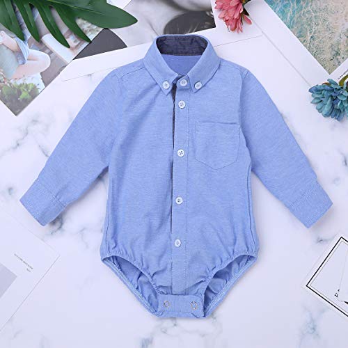 Agoky Ropa para Bebés Niños Camisas Manga Largo 2018 Ropa para Recién Nacidos Bebe Monos Niños Boda Fiestas Bautizo Bodies Azul 9 Meses